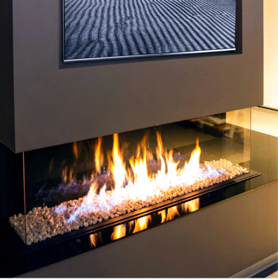 GAS FLAT (doppio stadio) CAMINETTO 3 VETRI MERIDIAN L H 120 metano
